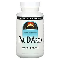 Source Naturals, Pau D&#x27;Arco, 500 mg, 250 Tablets (250 mg per Tablet)