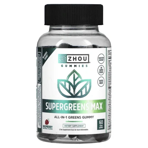 Zhou Nutrition, Supergreens Max, Raspberry, 60 Vegan Gummies