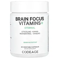 Codeage, Brain Focus Vitamins+, 60 Vegetable Capsules