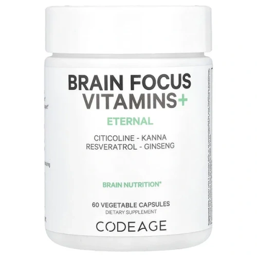 Codeage, Brain Focus Vitamins+, 60 Vegetable Capsules