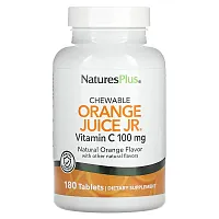 NaturesPlus, Orange Juice Jr Chewable Vitamin C, Natural Orange, 100 mg, 180 Tablets