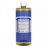 Dr. Bronner's, Чистое кастильское мыло из конопли 18-в-1, мята перечная, 32 жидких унции (946 мл)