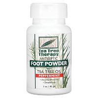 Tea Tree Therapy, Пудра для ног, с маслом чайного дерева, перечной мятой, 85 г (3 унции)