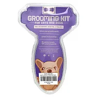 Ruff &#x27;N Ruffus, Grooming Kit for Cats and Dogs, Gel Rake &amp; Nail Clipper, Purple, 1 Gel Rake 1 Nail Clipper