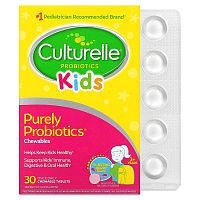 Culturelle, Kids, Purely Probiotics Chewables, 3+ Years, Bursting Berry , 30 Chewable Tablets