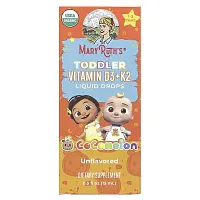 MaryRuth&#x27;s, Cocomelon, Toddler Vitamin D3 + K2 Liquid Drops, 1-3 Years, Unflavored, 0.5 fl oz (15 ml)