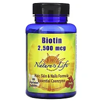 Nature&#x27;s Life, Biotin, 2,500 mcg, 200 Vegetarian Capsules