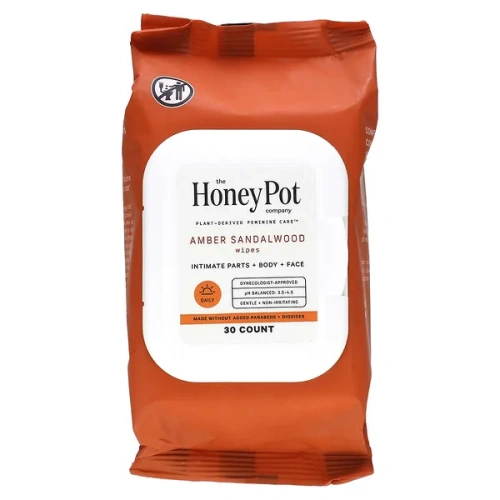 The Honey Pot Company, Amber Sandalwood Wipes, 30 Count