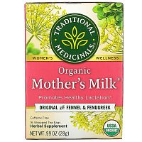 Traditional Medicinals, Mother's Milk, органический фирменный чай с фенхелем и пажитником, без кофеина, 16 чайных пакетиков, 28 г (0,99 унции)