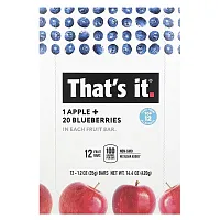 That&#x27;s It, Fruit Bars, Apple + Blueberries, 12 Bars, 1.2 oz (35 g) Each