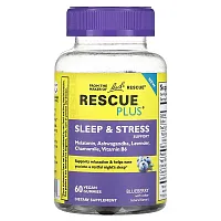 Bach, Rescue Plus, Sleep &amp; Stress Support, Blueberry, 60 Vegan Gummies