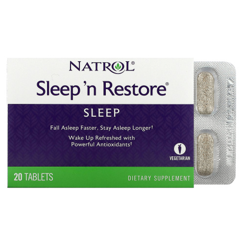 Natrol, Sleep 'n Restore, 20 таблеток