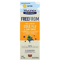 Mucinex, Children&#x27;s, FreeFrom Multi-Symptom Cold, Flu &amp; Sore Throat, Daytime, Ages 6+ Yrs, Elderberry and Cherry, 4 fl oz (118 ml)