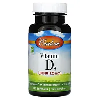 Carlson, Vitamin D3, 125 mg (5,000 IU), 120 Soft Gels