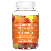 California Gold Nutrition, Vitamin D3 Gummies, Lemon, Orange, and Strawberry, 2,000 IU, 90 Gummies (1,000 IU per Gummy)