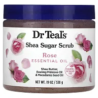 Dr. Teal&#x27;s, Shea Sugar Scrub, Rose Essential Oil, 19 oz (538 g)