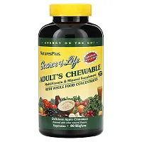 NaturesPlus, Source of Life, Adult&#x27;s Chewable Multi-Vitamin &amp; Mineral Supplement, Delicious Apple Cinnamon, 90 Wafers