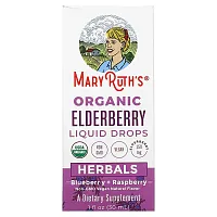 MaryRuth&#x27;s, Organic Elderberry Liquid Drops, Herbals, Blueberry + Raspberry, 1 fl oz (30 ml)