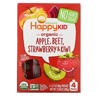 Happy Family Organics, Happy Kid, органическое яблоко, свекла, клубника и киви, 4 пакетика по 90 г (3,17 унции)