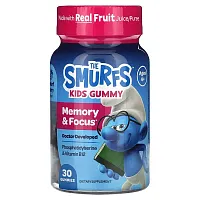 The Smurfs, Kids Memory &amp; Focus Gummy, Smurf Berry, Ages 4+, 30 Gummies