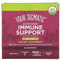 Four Sigmatic, Adaptogen Immune Support with Chaga, Elderberry, 6 Bottles, 2.5 fl oz (74 ml) Each