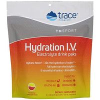 Trace Minerals ®, Hydration IV, Пакеты для напитков с электролитами, малиново-лимонадный вкус, 16 пакетов по 0,56 унции (16 г) каждый