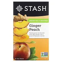 Stash Tea, Green Tea &amp; Matcha, Ginger Peach, 18 Tea Bags, 1.2 oz (36 g)