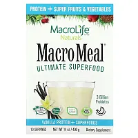 Macrolife Naturals, MacroMeal, Ultimate Superfood, Vanilla, 10 Packets, 1.4 oz (40 g) Each