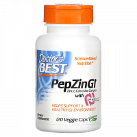 Doctor's Best, PepZin GI, комплекс цинк-L-карнозина, 120 вегетарианских капсул