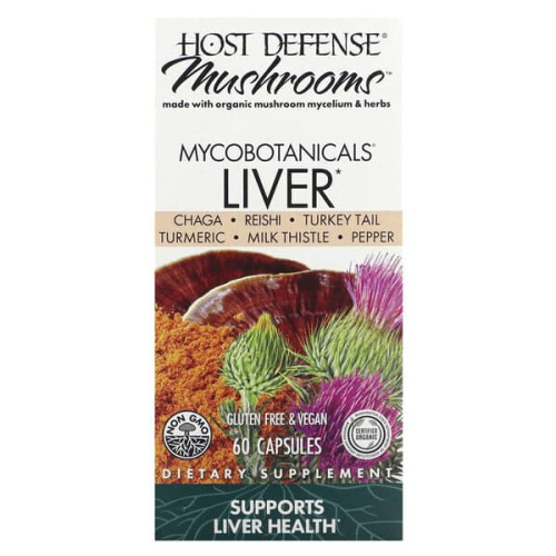 Host Defense, Mushrooms, MycoBotanicals, Liver, 60 Capsules