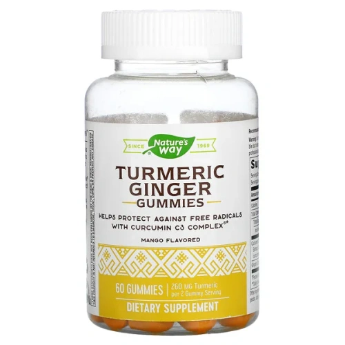 Nature&#x27;s Way, Turmeric Ginger Gummies, Mango, 60 Gummies