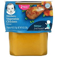 Gerber, Mealtime for Baby, смесь Power, 2nd Foods, курица с овощами, 2 пакетика по 113 г (4 унции)