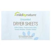 Mild By Nature, Dryer Sheets, Unscented, 120 Sheets