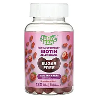 Human Beanz, Biotin Jelly Beans, Extra Strength , Sugar Free, Strawberry Blast, 5,000 mcg, 120 Jelly Beans (2,500 mcg per Jelly Bean)