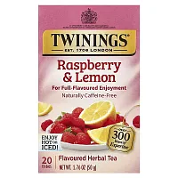 Twinings, Herbal Tea, Raspberry &amp; Lemon, Caffeine-Free, 20 Tea Bags, 1.76 oz (50 g)