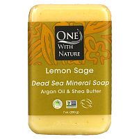 One with Nature, Triple Milled Mineral Soap Bar, Lemon Sage, 7 oz (200 g)