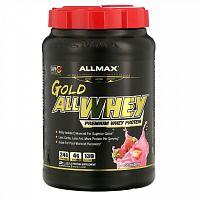 ALLMAX, AllWhey Gold, 100% сывороточный белок премиум-качества, со вкусом клубники, 907 г (2 фунта)