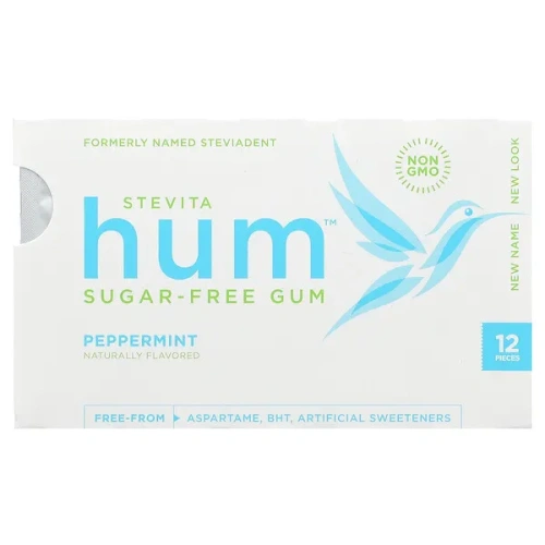 Stevita, Hum, Sugar-Free Gum, Peppermint, 12 Pieces