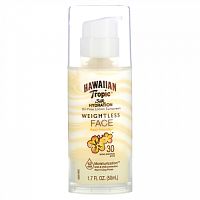 Hawaiian Tropic, Silk Hydration, Weightless Face, невесомый солнцезащитный лосьон для лица без масел, SPF 30, 50 мл