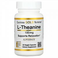 California Gold Nutrition, L-теанин, с AlphaWave, 100 мг, 30 растительных капсул