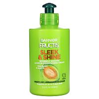 Garnier, Fructis, Sleek & Shine, несмываемый кондиционер для интенсивной разглаживания, вьющиеся, сухие, непослушные волосы, 300 мл (10,2 жидк. Унции)