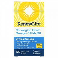 Renew Life, Рыбий жир с омега-3 Norwegian Gold, 850 мг, 120 капсул с кишечнорастворимой оболочкой