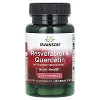 Swanson, Resveratrol &amp; Quercetin with Grape Seed Extract, 30 Veggie Caps