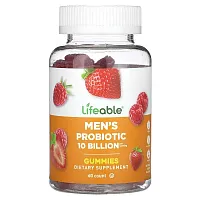 Lifeable, Men&#x27;s Probiotic Gummies, Natural Berry, 10 Billion, 60 Gummies (5 Billion per Gummy)