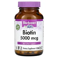 Bluebonnet Nutrition, Biotin, 5,000 mcg, 120 Vegetable Capsules