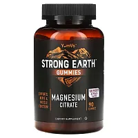 YumV&#x27;s, Strong Earth Gummies, Magnesium Citrate, Raspberry &amp; Peach, 90 Gummies