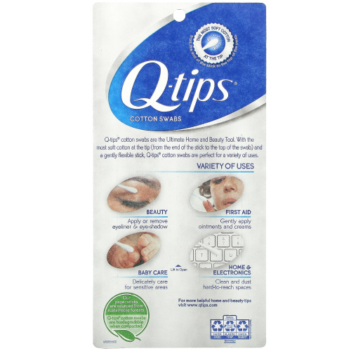 Q-tips, Original Cotton Swabs, 375 Cotton Swabs фото 2