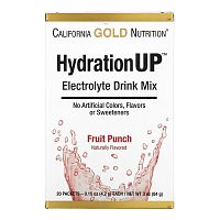 California Gold Nutrition, HydrationUP, смесь для приготовления электролитического напитка, фруктовый пунш, 20 пакетиков, 4,2 г (0,15 унции) в каждом