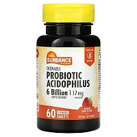 Sundance Vitamins, Chewable Probiotic Acidophilus, Natural Berry, 6 Billion, 60 Chewable Tablets (3 Billion per Tablet)