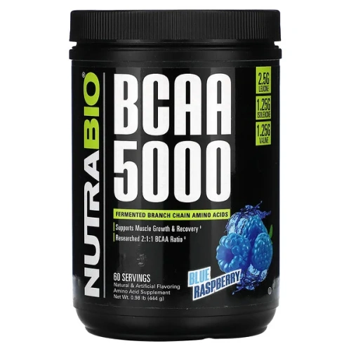 NutraBio, BCAA 5000, Blue Raspberry, 0.98 lb (444 g)